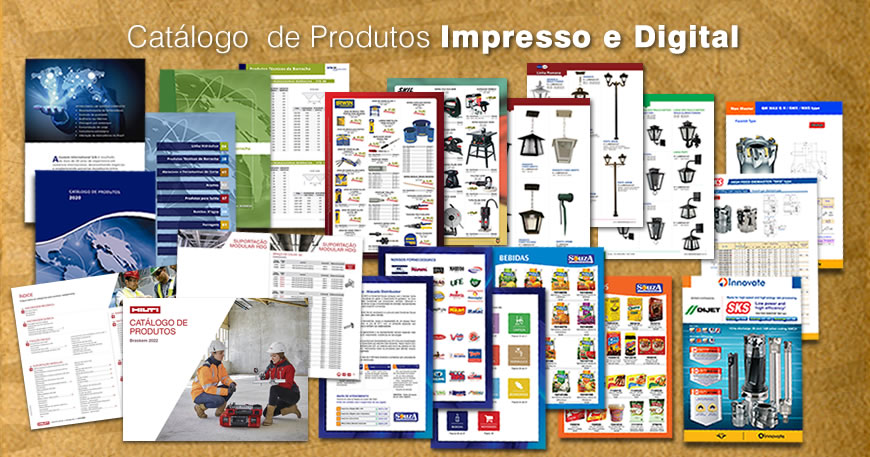 Criação de projeto gráfico, diagramação e finalização de catálogo de produtos virtual em PDF com hiperlink de navegação