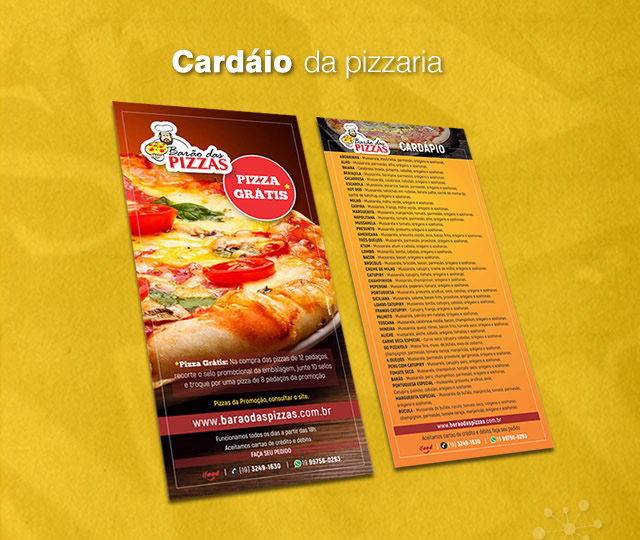 Criação e desenvolvimento de folheto para cardápío de pizzaria